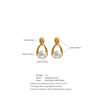 Boucles d'oreilles pendantes géométriques en forme de goutte d'eau JINYOU 7216 vintage françaises en acier inoxydable plaqué or PVD avec perles pour femmes