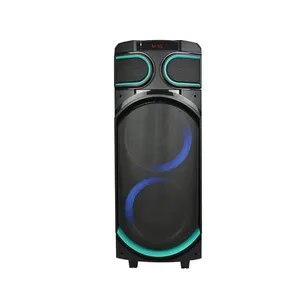 T Speaker Portabel Bluetooth nirkabel, Speaker nirkabel 8 inci ganda, kabinet kayu, Mic Super Bass, Speaker Portabel, gigi biru, Karaoke, pesta, DJ