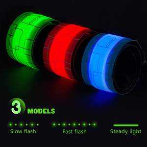 OEM Logo baskılı şarj edilebilir kişiselleştirilmiş Light up yapış bilezik gece yürüyüş emniyet uyarı yanıp sönen LED bileklik bandı - Product Image 4