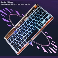 Mini Teclado Inalámbrico Qwerty con Retroiluminación RGB, Interfaz USB Universal para IOS/Windows/Android, Compatible con iPad, Teléfono Móvil, PC, Laptop