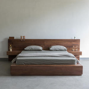 OEM Custom 3-5 Star Modern Luxury Hotel Apartment Bedroom Set Solid <b>Wood</b> <b>Platform</b> <b>Bed</b> <b>Frame</b> Integrated Nightstands Headboard - Product Image 3