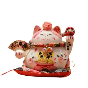 maneki neko japanese lucky cat for Wholesale custom porcelain figurines sakura lucky cat statue Decorative items for craft