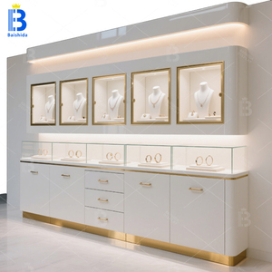 Phong cách tối giản 3D thiết kế nội thất cửa hàng đồ trang sức trưng bày tủ trưng bày LED chiếu sáng bền thép không gỉ kim loại - Product Image 2