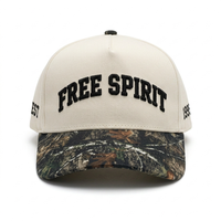 Gorra de Béisbol Personalizada con Bordado 3D, 5 Paneles, Dos Tonos, Visera de Camuflaje Crema, Sarga de Algodón, Corona Alta Estructurada, Visera Curva, Gorras