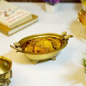 Bol à collation antique en laiton pour fruits secs, noix et en-cas, bol décoratif indien vintage pour la maison, l'hôtel et le restaurant - Product Image 5