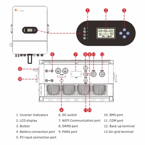 מהפך סולארי מחיר היברידי <span class=keywords><strong>7kw</strong></span> 8kw 10kw אחסון אנרגיה 240v ac 3 פאזי מהפך אנרגיה סולארית