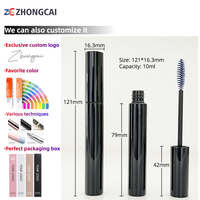 Mini tube de mascara 10 ml transparent réutilisable avec bouchon à vis, impression sérigraphique, embout de précision pour sérum de croissance des cils et eye-liner, format voyage
