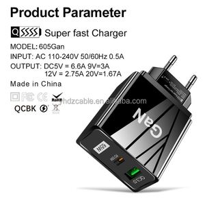 65W <b>Charger</b> Adapter Fast Charging USB Type C Quick <b>Charger</b> with Temp Control & ABS Shell PD QC3.0 for <b>Multi</b> Devices - Product Image 4