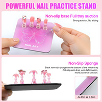 Vente en gros de porte-ongles en forme de cœur avec base en métal Acrylique irisé pièce d'échecs crochet magnétique pour la pratique des ongles portables