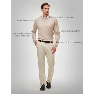FOXA Men's <b>Wool</b> Blend Sweater Classic Crew Neck Casual Fall Wear Standard Thickness Regular Sleeve - Product Image 6