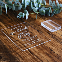 Panneau de table personnalisé en acrylique transparent 5x7 avec support, pour livre d'or photo, décoration de réception de mariage et de fête, vente en gros