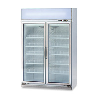 Fabricant professionnel OEM, réfrigérateur vertical de grande capacité avec porte vitrée, refroidissement par ventilateur, pour supermarchés commerciaux