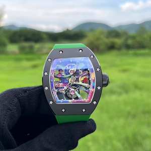 Relojes de Lujo para Hombre, Estilo 68-01 Cyril Kongo, Reloj Mecánico Tourbillon con Arte Graffiti, Caja de Fibra de Carbono Negra - Product Image 1