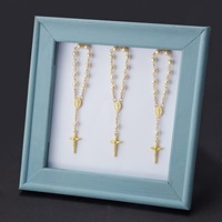 Faveurs de fête de baptême-Mini perles de chapelet en fausse perle avec sacs en organza Cadeaux de souvenir religieux en vrac