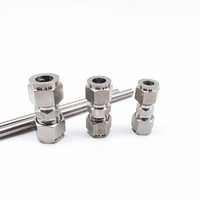 304/316 Acier Inoxydable Hex Double Virole Raccord Droit Égal 3-24.5mm 1/8 "-3/4" Tube Joint