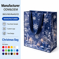 Sac de courses réutilisable en RPET non tissé à carreaux rouges et noirs avec poignées pour cadeaux de Noël, motif dessin animé