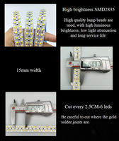 Alto Lumen SMD2835 DC12V 24V 240LEDs/M Dos filas 10mm 15mm Ancho Blanco cálido IP20 IP67 Tira de luz Led flexible para decoración de oficina