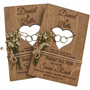 Laser Engraved Wooden <b>Invitations</b> Custom Diy <b>Wedding</b> Cards <b>Envelopes</b> Love Theme Bridal Shower Gift - Product Image 5