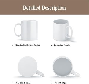 แก้วกาแฟเซรามิกขายส่ง แก้วกาแฟสีขาวสำหรับพิมพ์ลายแบบซับลิเมชั่น - Product Image 2