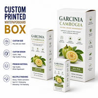 Boîte d'emballage en carton pour Garcinia Cambogia, boîte intérieure SBS 18pt, compléments alimentaires, impression personnalisée