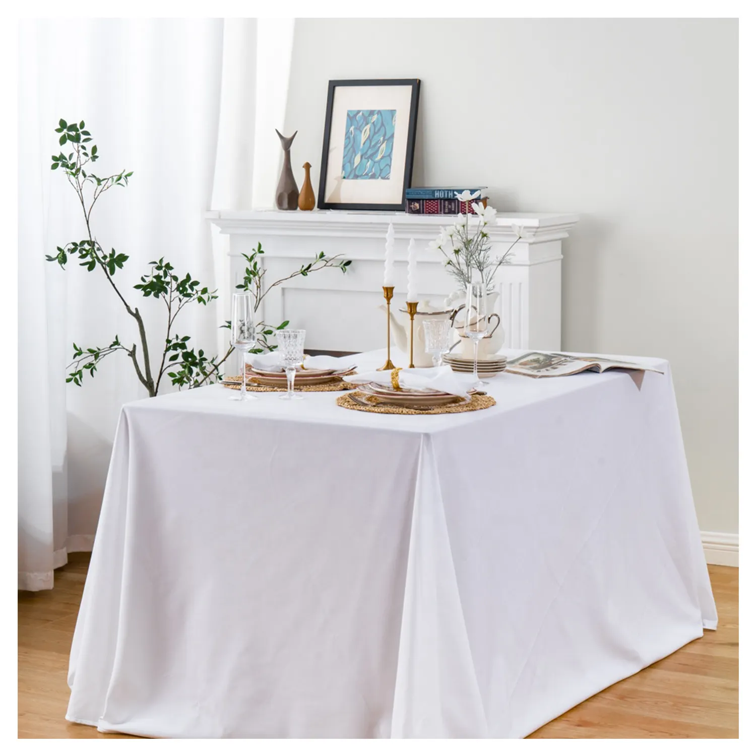 Individuelle Größe Farbe weiche Tischgestaltung Muscheltuch Tischdecke Windel Tischdecke für Veranstaltung Hochzeit Jahrestag Polyester mit Baumwollgefühl