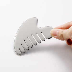 Pequeño peine portátil de masaje de cuero cabelludo de dientes anchos Peine Gua Sha para cuero cabelludo Masajeador de cuero cabelludo de acero inoxidable - Product Image 3