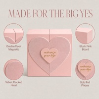 Boîte cadeau Leabon en forme de cœur rose, double porte magnétique, velours floqué, logo personnalisé, emballage de bijoux, vente en gros, usine