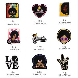 Computer Embroidery Iron on Cute <b>Black</b> Girl Patches for Clothing Bag Decoration - Product Image 2
