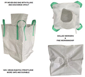 Nhà sản xuất bán buôn 1000kg 1500kg nhựa PP dệt vách ngăn fibc túi với đầu điền Spout cho hạt gạo phân bón đóng gói - Product Image 4