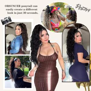 ผมปลอมหางม้าแบ<span class=keywords><strong>บ</strong></span>ยาวหยักศก คล้ายผมจริง <span class=keywords><strong>สี</strong></span>ดำ/น้ำตาล 30 นิ้ว ฟูเป็นธรรมชาติ สำหรับผู้หญิง - Product Image 5