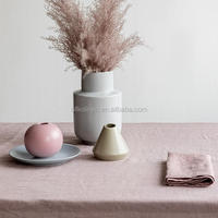 Vente en gros de serviettes de table en lin poussiéreux personnalisées, ensemble de nappes et serviettes en lin pur
