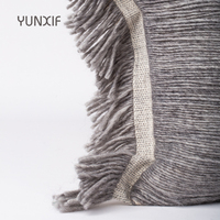 Housse de coussin texturée à franges rayées, artisanat textile haut de gamme bohème, luxe abordable, vente chaude