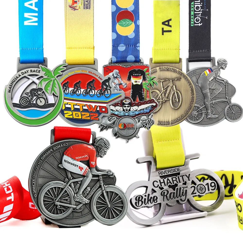 Manufacture High Quality Metal Zinc Alloy Enamel Custom Cycling Bike Ride Race Sport Award Medals Cycle Customize Medal