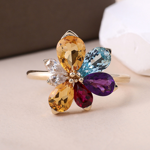 Bague de luxe personnalisée en or massif 18 carats 14 carats avec saphir de laboratoire taille poire et motif floral pour jeune fille et étudiante - Product Image 3