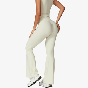 Leggings <span class=keywords><strong>de</strong></span> yoga personnalisés à jambes larges et évasées à quantité minimale <span class=keywords><strong>de</strong></span> commande bas Pantalons <span class=keywords><strong>de</strong></span> yoga pour femmes Pantalons <span class=keywords><strong>de</strong></span> yoga sportifs et décontractés à taille haute - Product Image 1