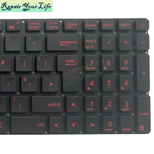 คีย์บอร์ดแล็ปท็อปภาษาสเปนสำหรับ <span class=keywords><strong>Asus</strong></span> GL752 <span class=keywords><strong>GL552V</strong></span> GL552VL แป้นพิมพ์ GL552JX GL552VX ปุ่มสีแดงไม่มีกระดาษแบ็คไลท์ - Product Image 4