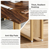 Bureau d'ordinateur en bois rustique brun de 63 pouces, grand bureau d'écriture en bois avec pieds en U pour la maison ou le bureau