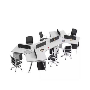 Poste de travail <span class=keywords><strong>PC</strong></span> pour personnel en espace de coworking, avec écran de confidentialité combiné en cluster, armoire verrouillable et base en fer - Product Image 1