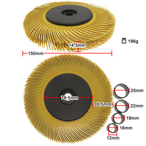 Cepillo de disco de cerdas radiales de alta calidad con mango de goma de nailon amarillo, cepillo de aguja giratorio para pulido, resistente al óxido, OEM, para jardinería exterior - Product Image 5