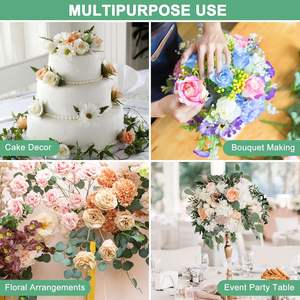 Rose artificielle à tête unique avec feuille en soie, idéale pour la décoration de tables à la maison, à l'hôtel, pour les mariages et Noël - Offre Spéciale - Product Image 5