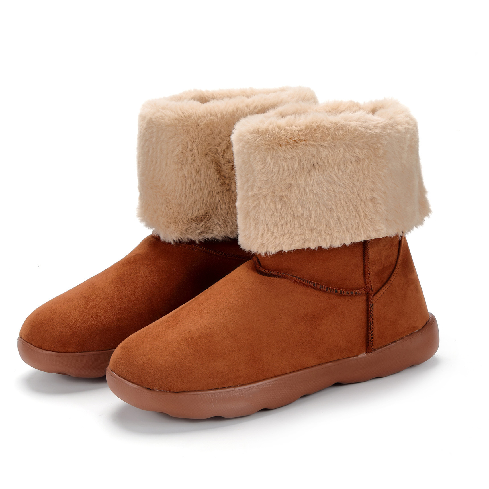 Fur Lining Winter Warm Boots for Women & Ladies, Women's Mid Calf EVA Short Fashion Snow Boots