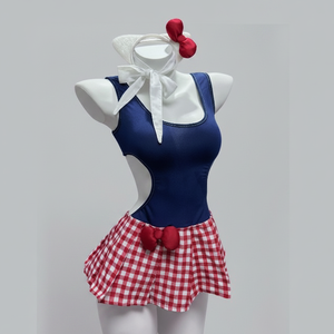 Disfraz de Gato de Anime Golden Shuttle Fun para Mujer, Vestido Dulce y Lindo, Falda a Cuadros Roja y Blanca, Top Azul 062 - Product Image 2