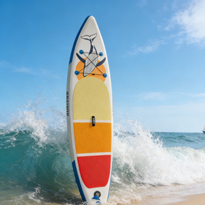 Planche de paddle gonflable à motif géométrique multicolore dynamique, portable, écologique, avec une seule aileron, pour débutant, stable et pratique - Product Image 1