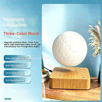 Lampe lunaire flottante créative en plastique avec éclairage tricolore, veilleuse lunaire imprimée en 3D, décoration d'ambiance pour chambre et bureau, cadeau