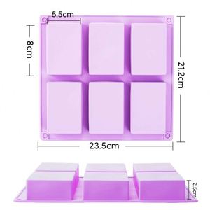 แม่พิมพ์สบู่ซิลิโคนรูปสี่เหลี่ยมผืนผ้า 6 ช่อง สำหรับทำสบู่แฮนด์เมด DIY - Product Image 3