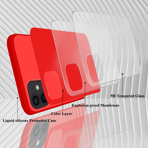 <span class=keywords><strong>Funda</strong></span> de teléfono de vidrio templado con borde de silicona cuadrado de Color rojo con logotipo personalizado para <span class=keywords><strong>iPhone</strong></span> 16 15 14 13 12 11 Pro Max Fundas - Product Image 2