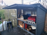 Solution de rangement tout-en-un pour la maison, cuisine extérieure personnalisée résistante aux intempéries pour les fêtes barbecue avec réfrigérateur, évier rétractable