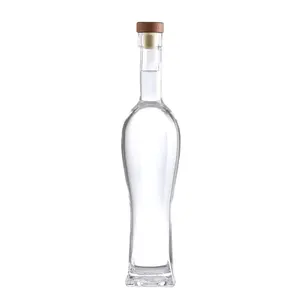 Wholesale Matte Bottle 100ml 200ml 375ml 500ml 750ml 1000ml Clear Glass Bottle Cork Whiskey Vodka Brandy Gin Bottles