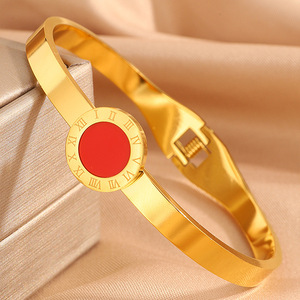 All'ingrosso gioielli di moda oro placcato in acciaio inox numeri romani braccialetto per le donne - Product Image 3