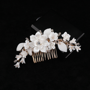 Descuento duro cerámica flor nupcial peines de pelo al por mayor mujeres accesorios boda peines de pelo - Product Image 3